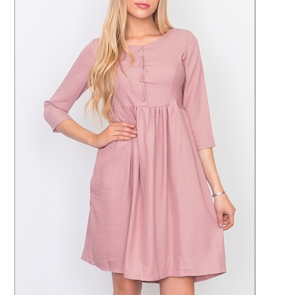 😻😻 S/M/L MAUVE STRIPE PRINT DRESS. - Picture 3 of 5